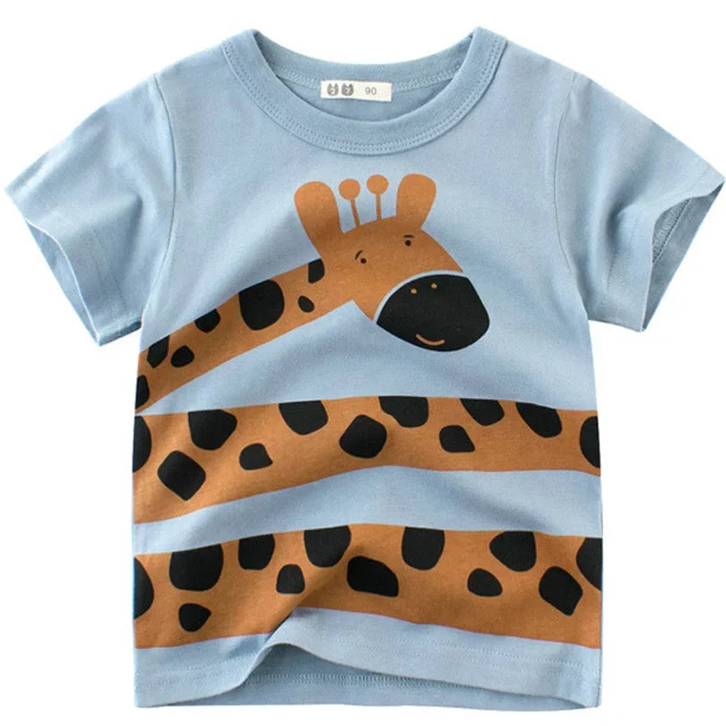 2025 Cartoon Druck Baby Junge Dinosaurier T Shirt Für Sommer Infant Kinder Jungen Mädchen Lion T-Shirts Kleidung Baumwolle Kleinkind Brief tops