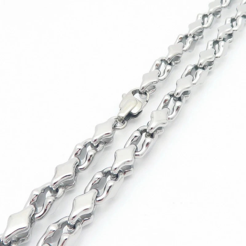 KALEN Vintage Rhombic Chain Bracelet Necklace for Men Women Punk Stainless Steel Jewelry Set Hollowing Chain Accessories Gift