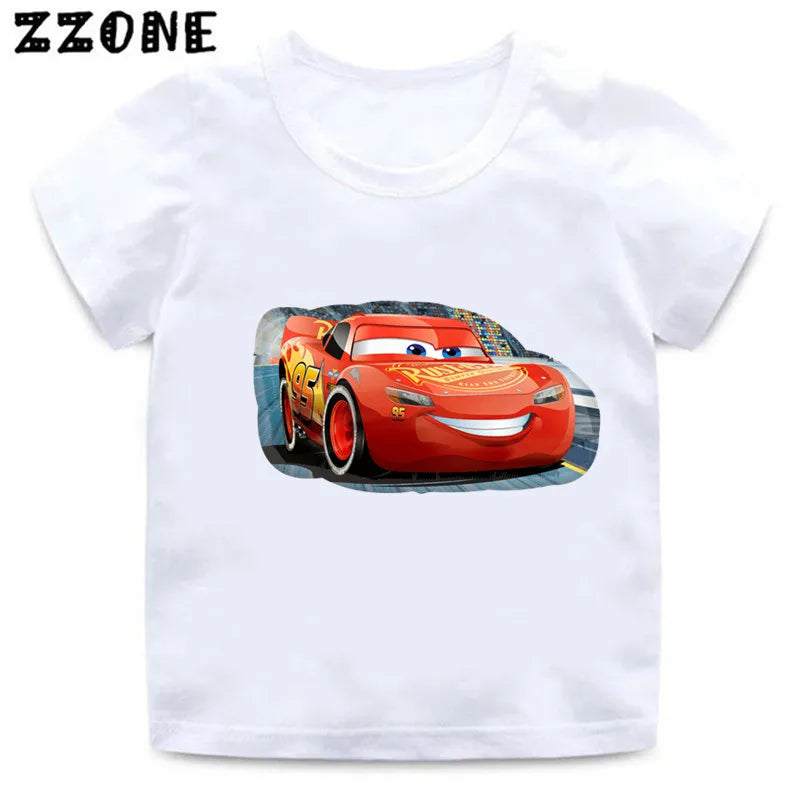 Hot Sale Car Pixar Lightning McQueen Print Cartoon Kids T-Shirts Girls Clothes Baby Boys T shirt Summer Children Tops,ooo5534
