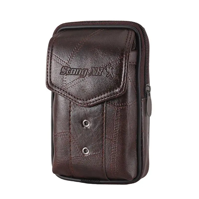E74B Men Vintage Leather Waist Bag Phone Sport Belt Hip Belt Loop Holster Wallet Carry for Case Purse