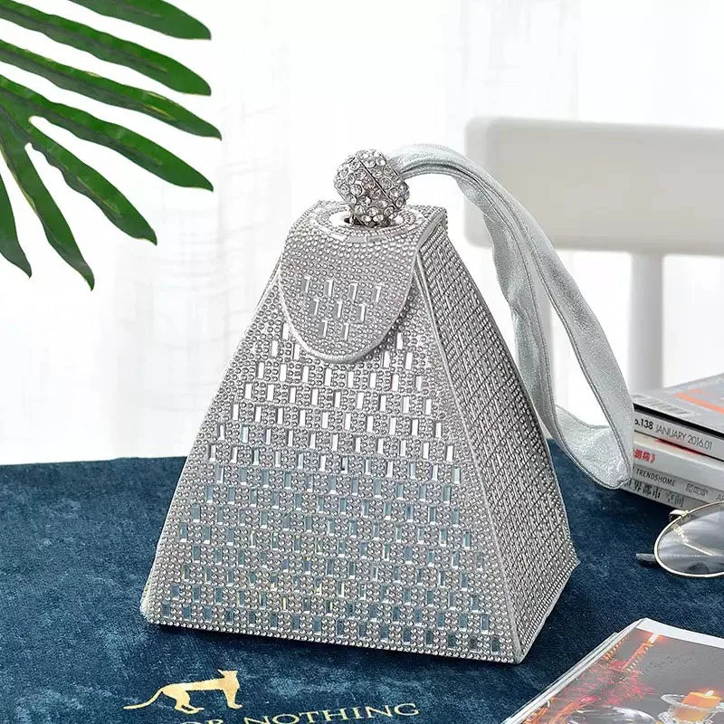 Gold Silver Evening Bags for Women Diamonds Fashion Triangle Mini Handbags 2021 new arrival Ladies Party Clutch Purse B395