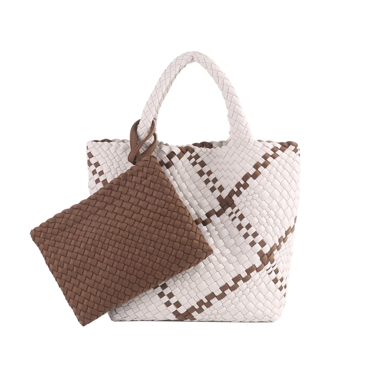 Hot Sale New Neoprene PU Woven Bag Beach Bag Large Capacity Woven Handbag Handmade Knitted Bag