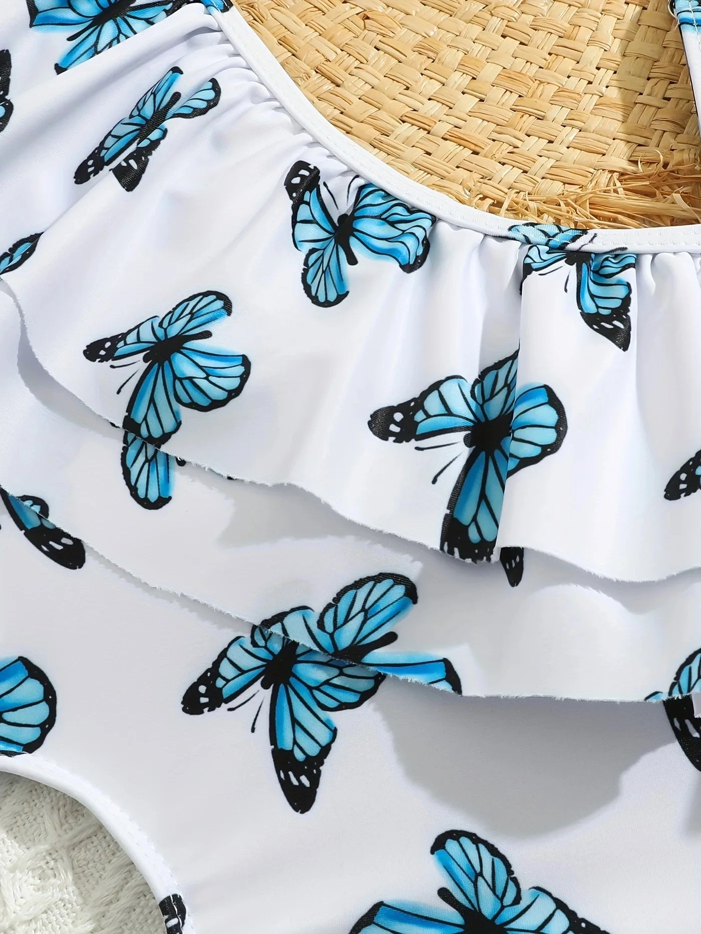 Girl One Shoulder Butterfly One Piece Swimsuit for Kids Ruffle Children's Swimwear 8-12 Years Beach Wear Cut Out Bathing Suit