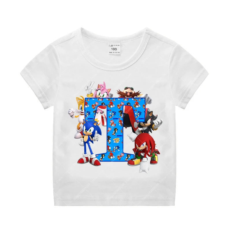 Sonics Kinder Sommer Baumwolle T-shirt Jungen Kurzarm Tops Anime Gedruckt Kleidung Kinder Cartoon Nette T-shirt Kleidung Weihnachten Geschenke 2025
