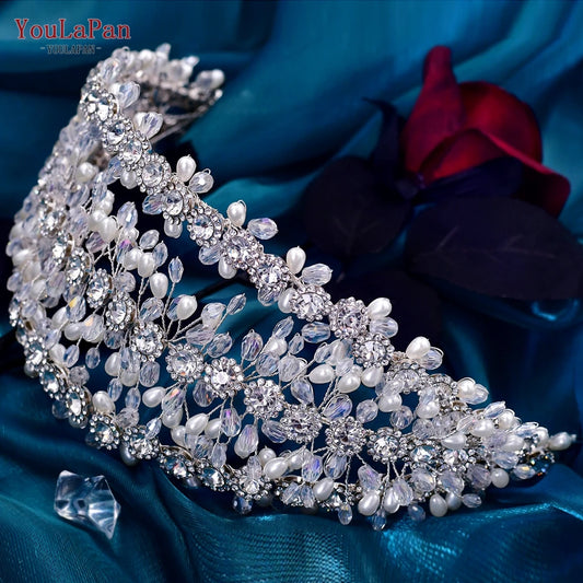 YouLaPan Rhinestone Bridal Headband Wedding Hair Accessories Party Banquet Headwear Tiaras and Crowns for Women Headdress HP454