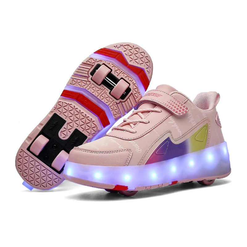 Roller Skate Shoes 4 Wheels Sneakers Children Boys Gift Girls Fashion Sports Casual Led Flashing Light Kids Toys Boots