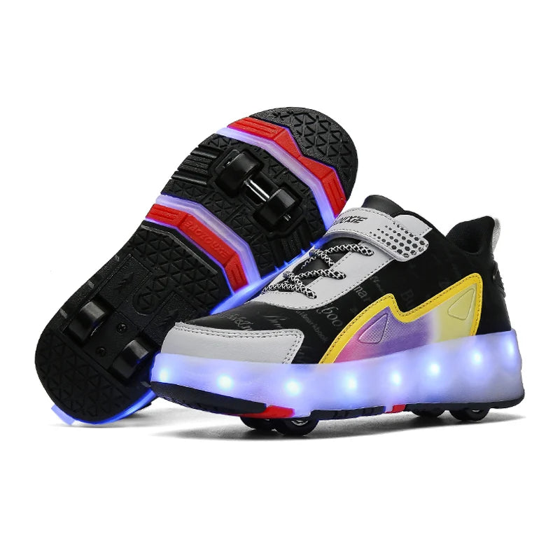 Roller Skate Shoes 4 Wheels Sneakers Children Boys Gift Girls Fashion Sports Casual Led Flashing Light Kids Toys Boots