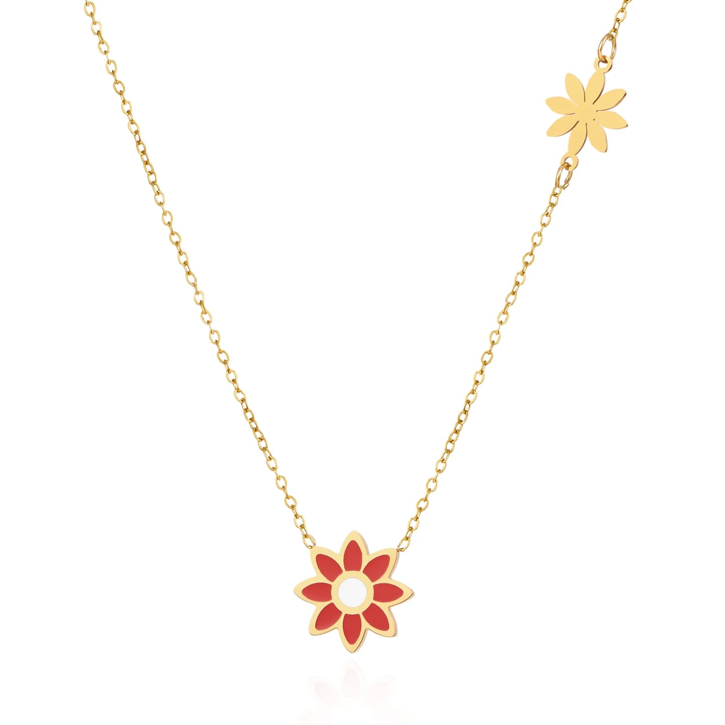 Stainless Steel Enamel Flower Necklace Bracelet Earrings For Women Boho Colorful Daisy Pendant Y2K Accessories Fashion Jewelry