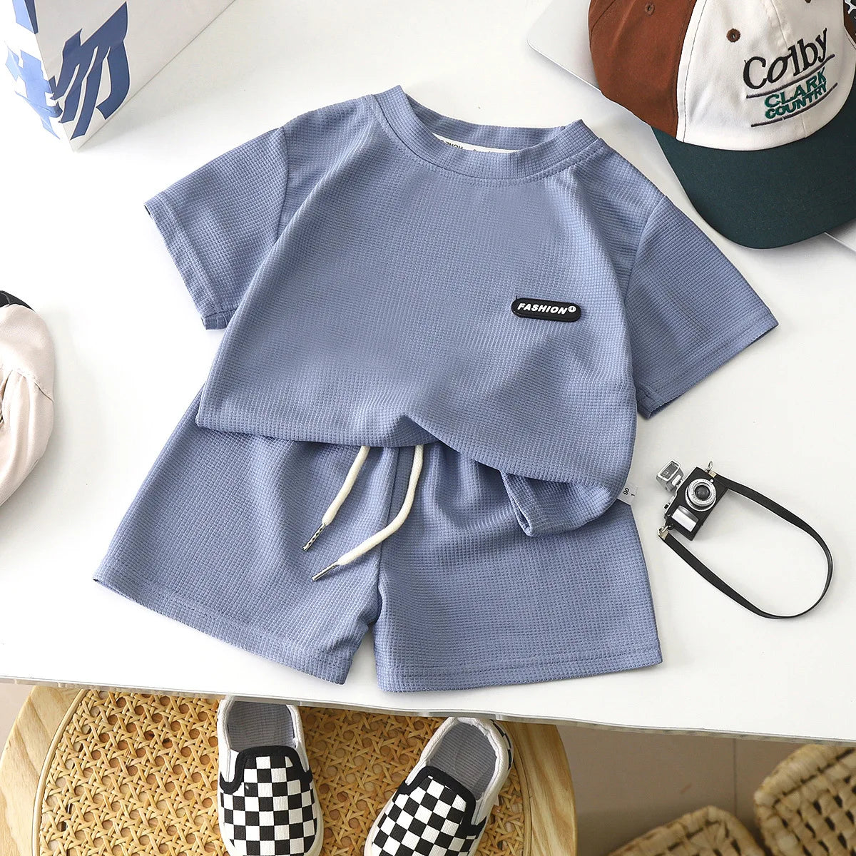 2-teiliges Set für Sommerkinder, Jungen und Mädchen, Baby-T-Shirt und Hose, Outfits, einfarbig, Trainingsanzüge, 1–8 Jahre