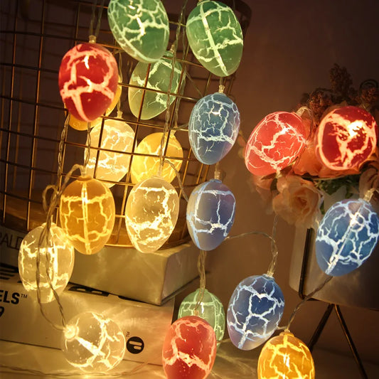 1.5m 10Led Easter Colorful Crack Eggs Light Strings Children's Room Festival Decor Egg Shaped Lantern String Bunny Easter Decor