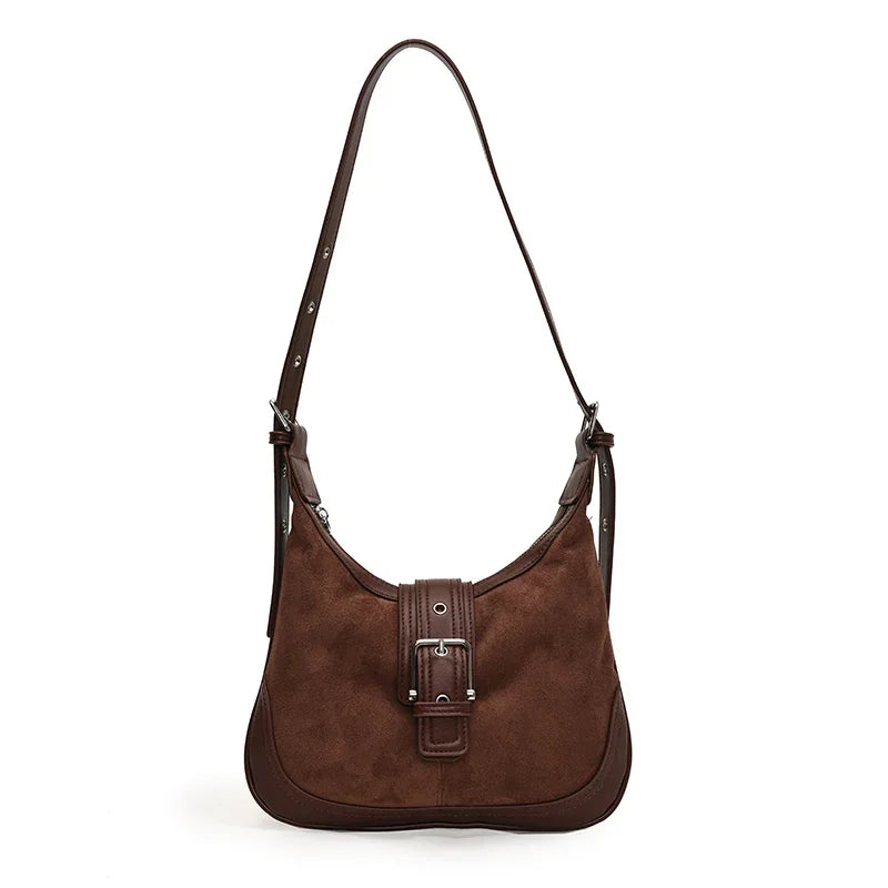 Retro Frosted Large Bag for Women 2024 New Autumn and Winter Niche Versatile Casual Crossbody Bag Large Capacity Commuting Bag