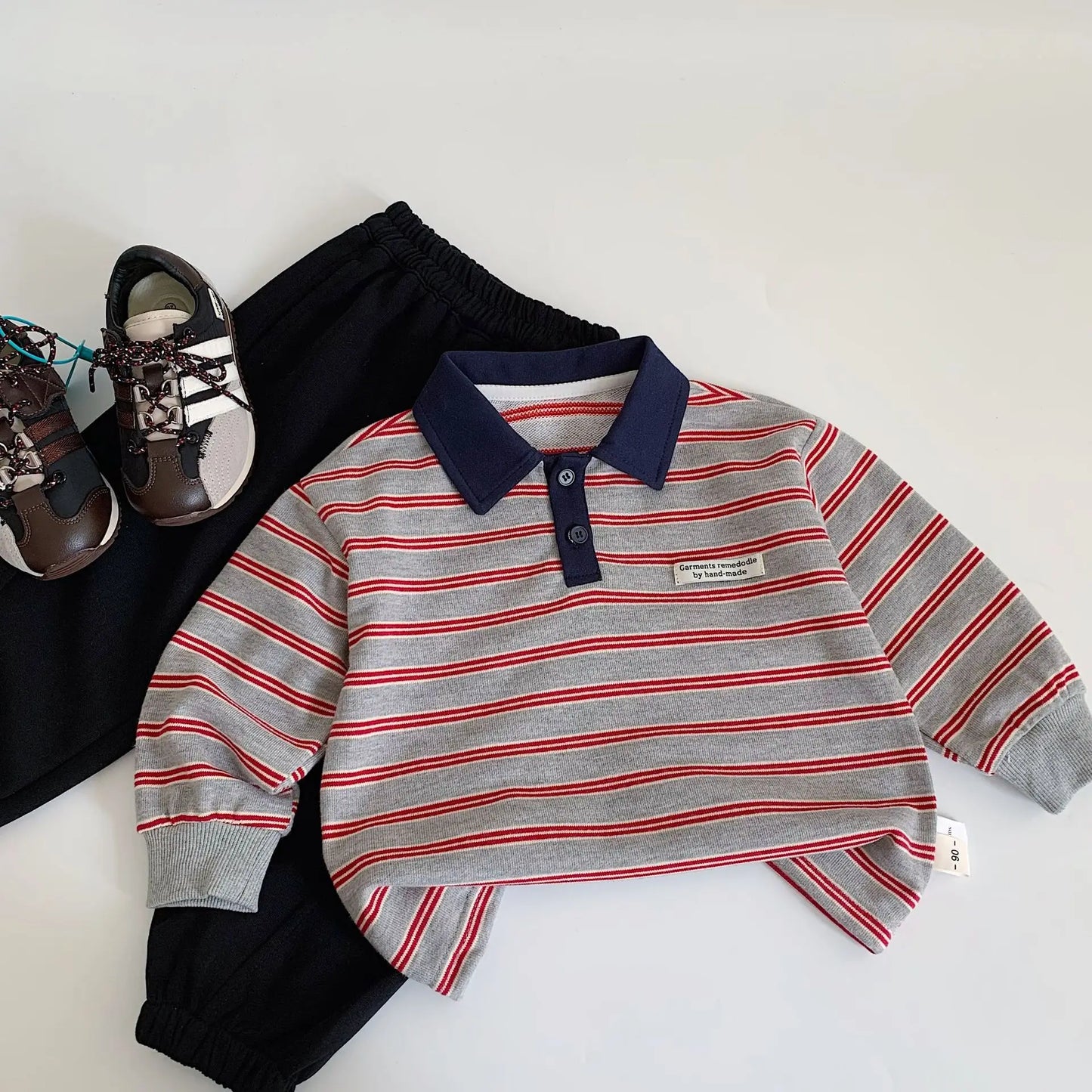 Baby Girls Boys Polo Shirts Kids Long Sleeved Sweatshirt Striped Printed Tops 2025 Spring Autumn Children's Clothing Casual