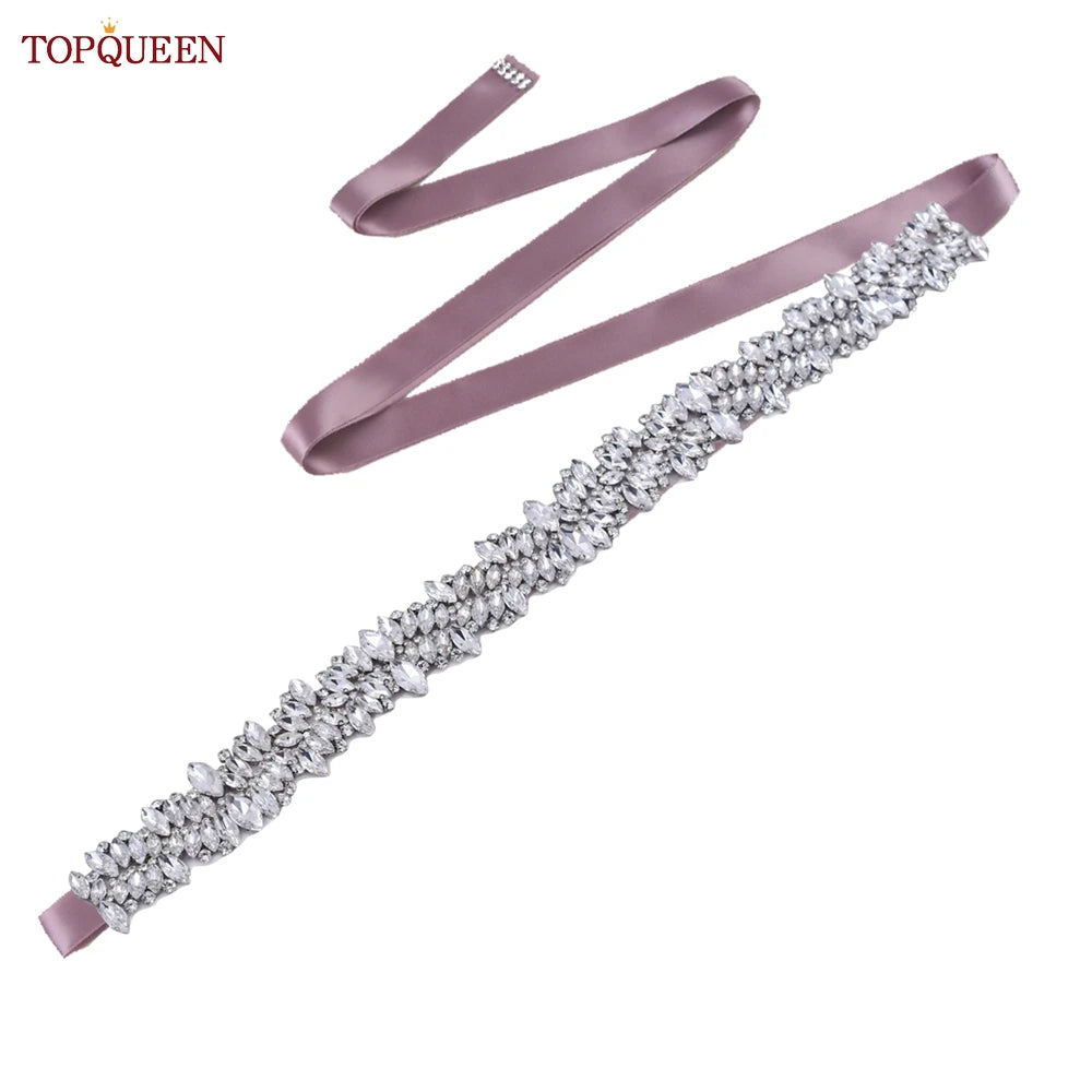 TOPQUEEN S81 Woman Bridal Wedding Decorative Belt for Party Evening Dress Accessories Female Fashion Belts Silver Rhinestones