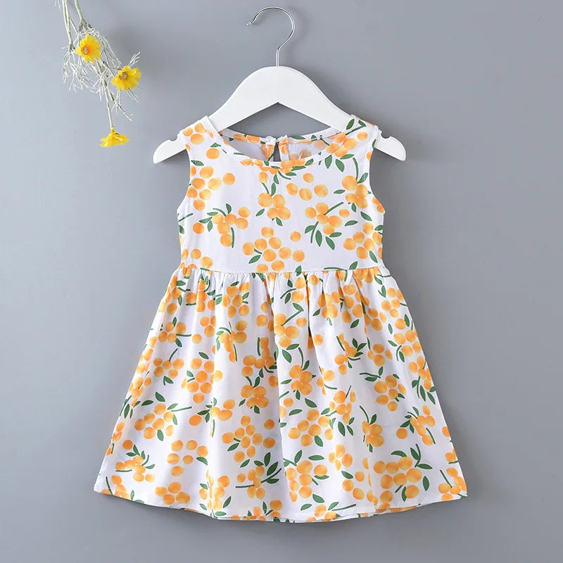 Girls Summer Dress Sleeveless Cute Print
