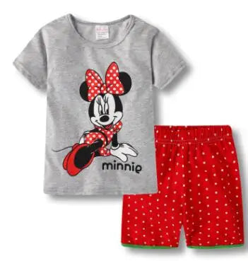 Neue Sommer Kinder Jungen Mädchen Kleidung Baby Baumwolle Prinzessin Pyjamas Sommer Kurzarm Set Cartoon Minnie Kinder Nachtwäsche