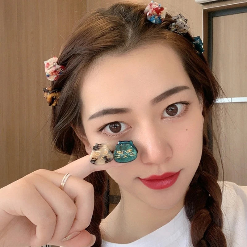 New Cute Cat Small Hair Clip for Women Hair Claw Acetic Acid Barrettes Crab Claw Clips Styling Hairpins Fashion Hair Accessories