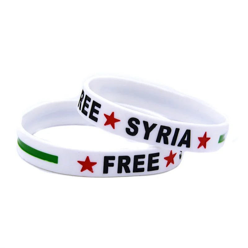 50 Pcs Free Syria Flag Silicone Wristbands Women Men Gifts Bangle Parade Patriotic Trinkets Bracelets