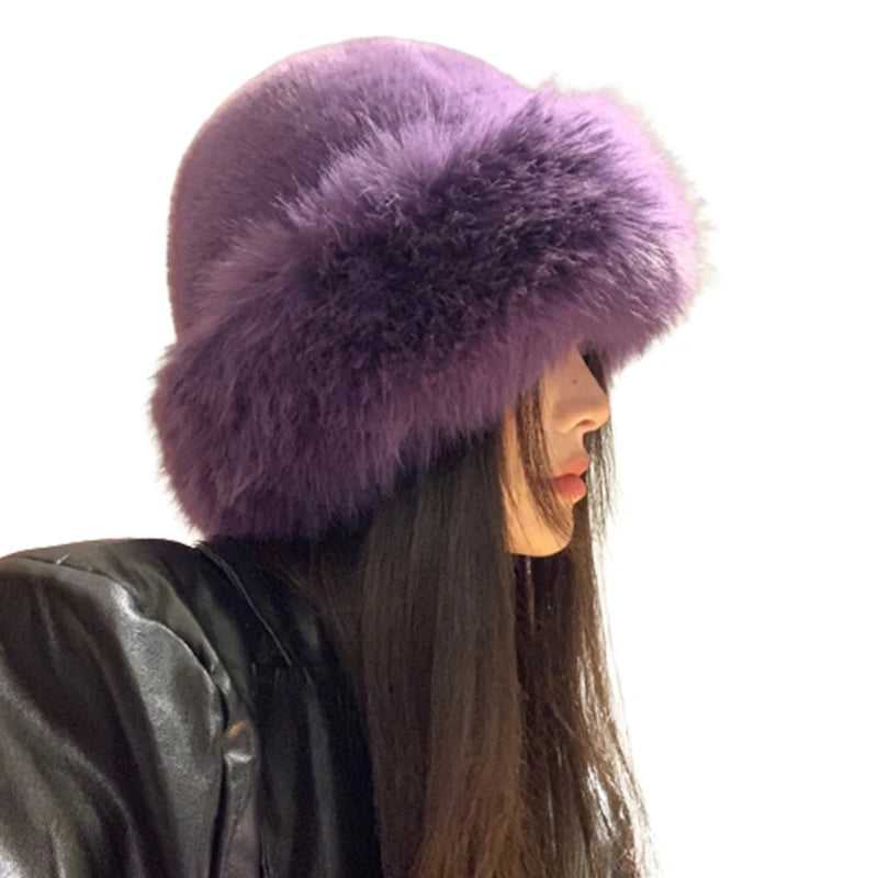 Mode Plüsch Eimer Hut für Frau Shopping Reise Fischer Hut Russische DXAA