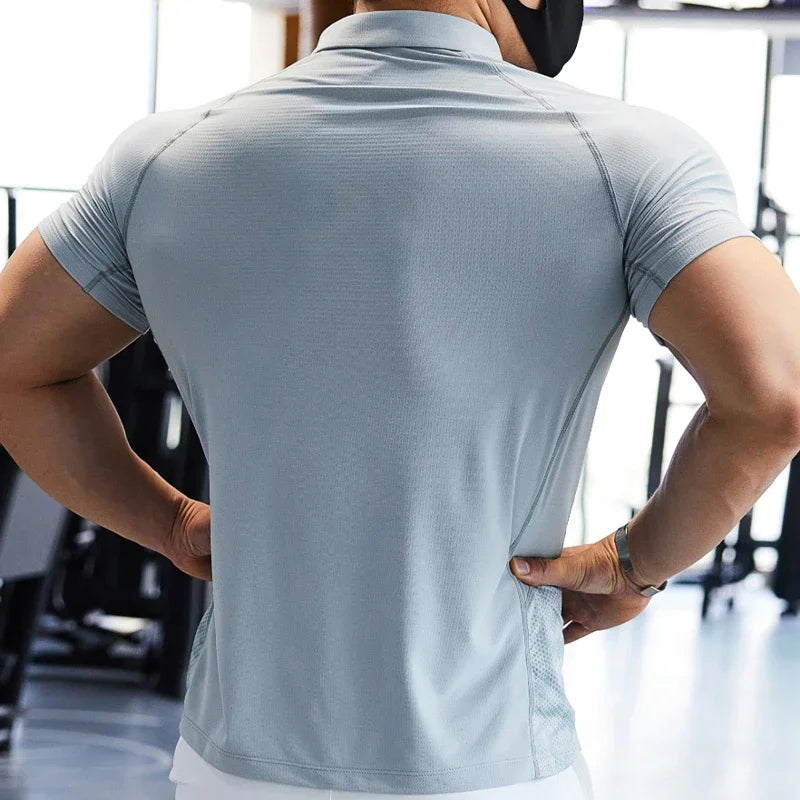 Men Dry Fit Compression Sweatshirt Man Short Sleeve Athletics Clothing Gym Fitness Sports Wear Tops Golf T-shirts Sportswear mon