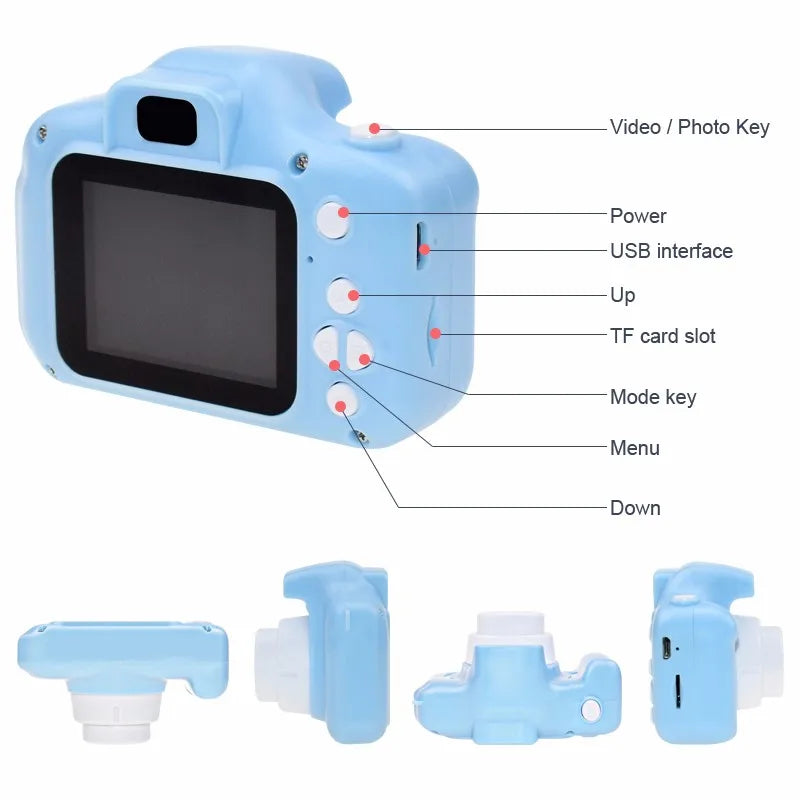 Mini Cartoon Photo Camera Toys 2 Inch HD Screen Children Digital Camera Video Recorder Toys for Kids Girls Gift