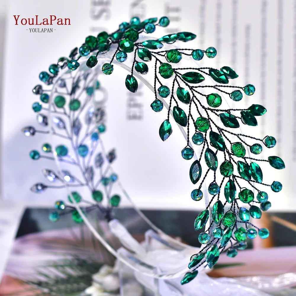 TOPQUEEN Elegant Bridal Belt Wedding Dress Waist Decoration Bridesmaid Belt Green Rhinestone Evening Gown Belt Accessories SH799