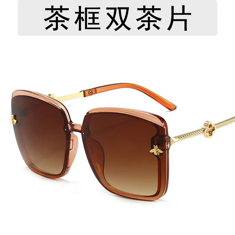 New Fashion Large Frame Sunglasses Ladies Bee Gradient Color Sunglasses