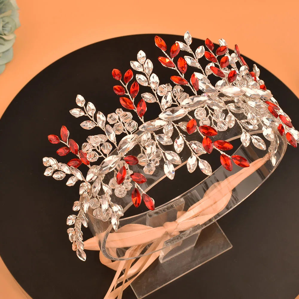 SA441 Red Bridal Belts Luxury Crystal Wedding Dress Accessories Green Women Rhinestones Applique Formal Evening Gown Sash
