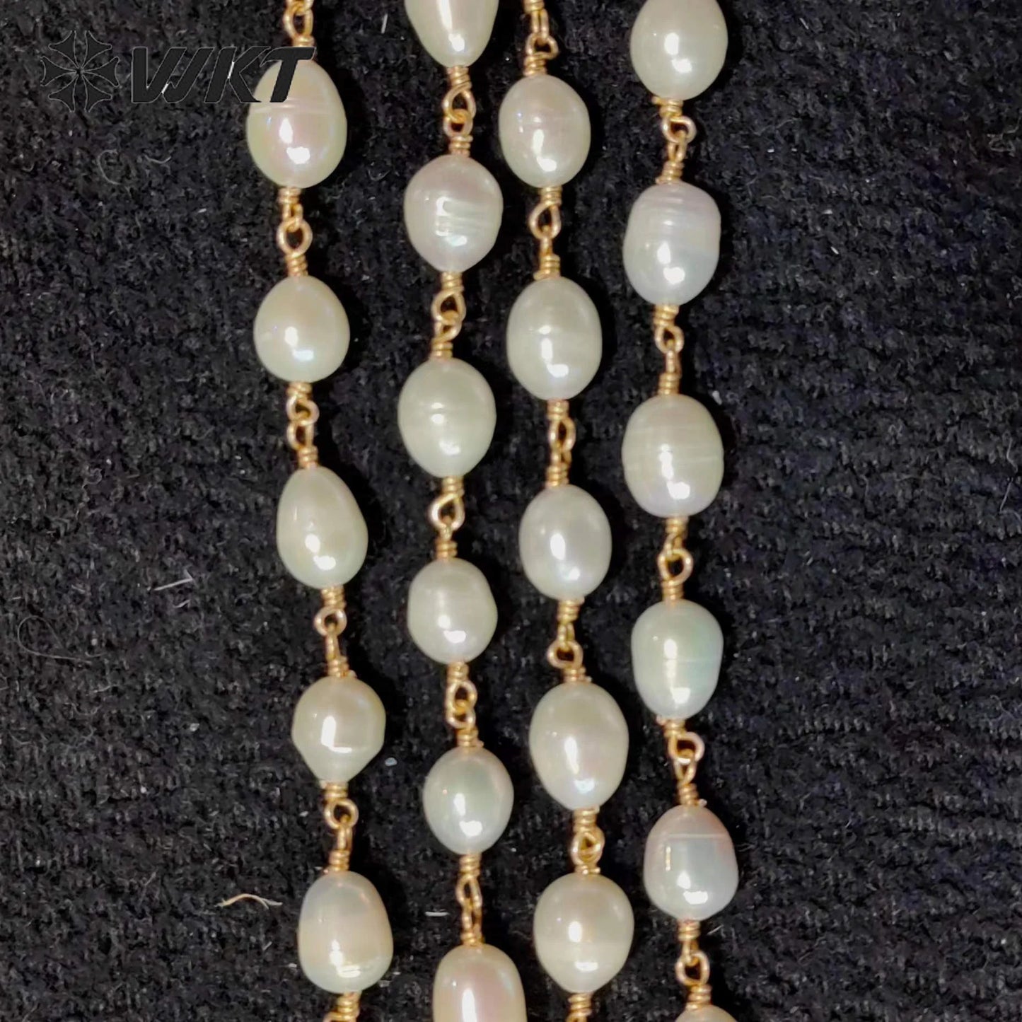 WT-RBC226 WKT 2023 Exquisite chain freshwater pearl 6-7mm 18k gold chain wedding design jewelry hot sale chains accessories