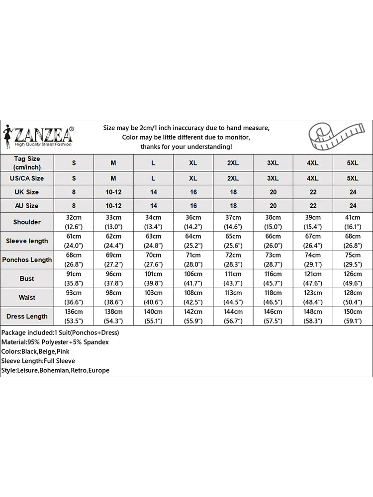Women Solid Party Work Dress Sets ZANZEA Spring Fashion Poncho Blouse Pleated Sundress 2pcs Outfits Elegant Matching Sets 2025