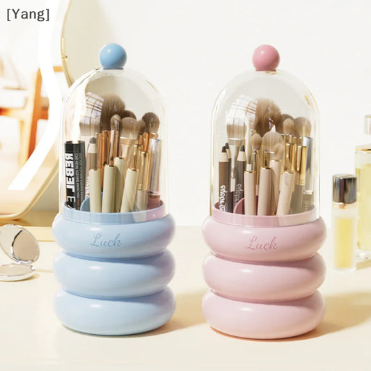 360° Rotating Makeup Brushes Holder With Lid Lipstick Organizer Cosmetic Storage Make Up Tools Box Jewelry Pencil Case Container