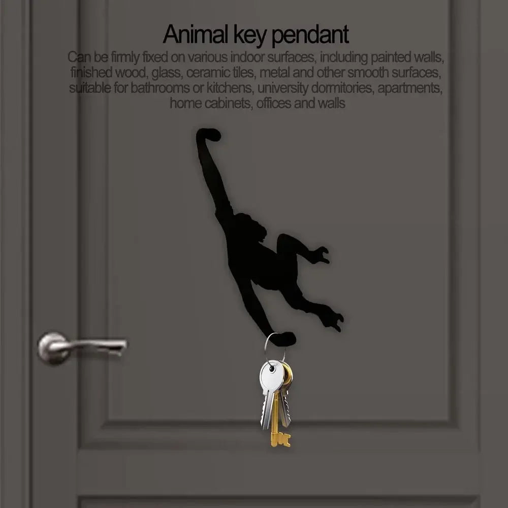 Kitchen Wall Door Metal Hook Key Hanger Cat Tail Monkey Shaped Decor Holder Clothes Storage Rack Seamless Hook Tool Accessories