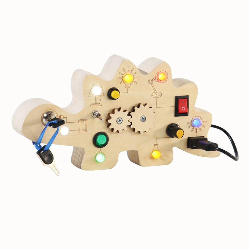 Fabrik Babyprodukte Heißer Verkauf 2023 Holz LED Lichtschalter Beschäftigt Brettspiele Montessori Pädagogisches Sensorisches Spielzeug für Kinder