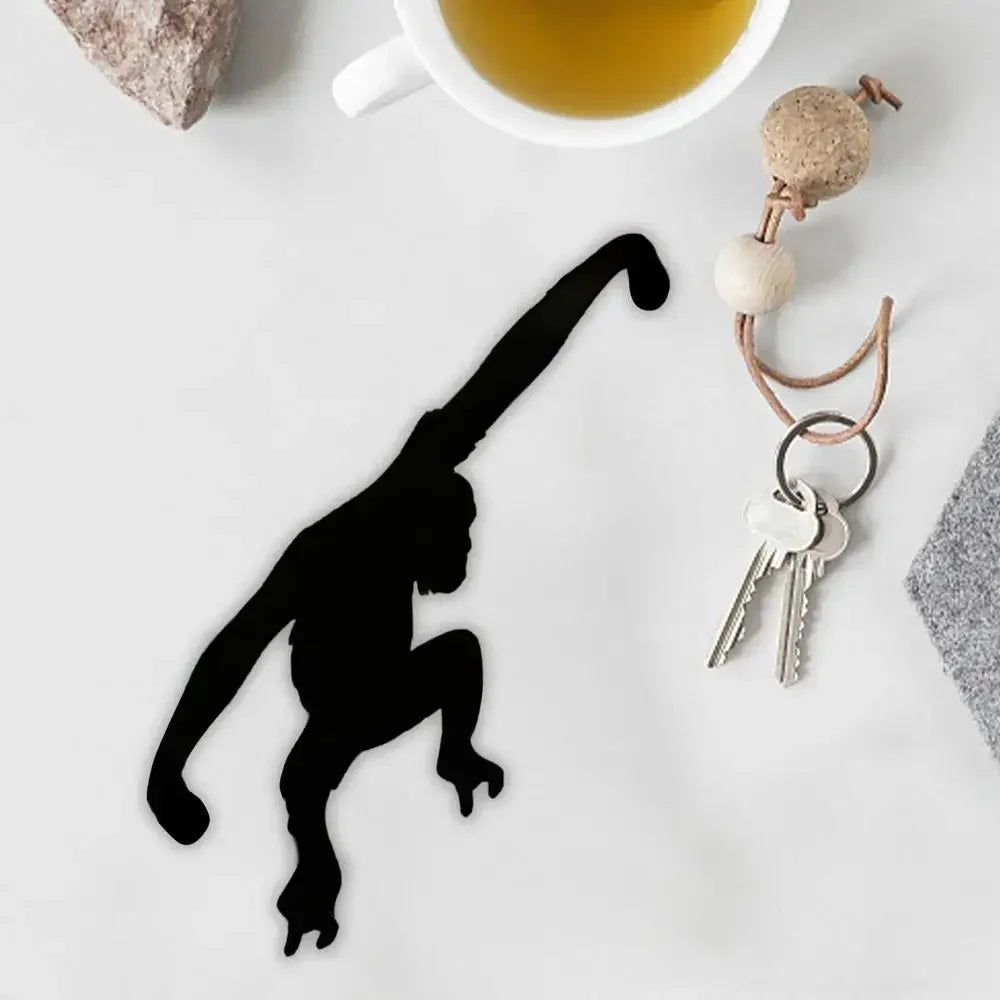 Kitchen Wall Door Metal Hook Key Hanger Cat Tail Monkey Shaped Decor Holder Clothes Storage Rack Seamless Hook Tool Accessories