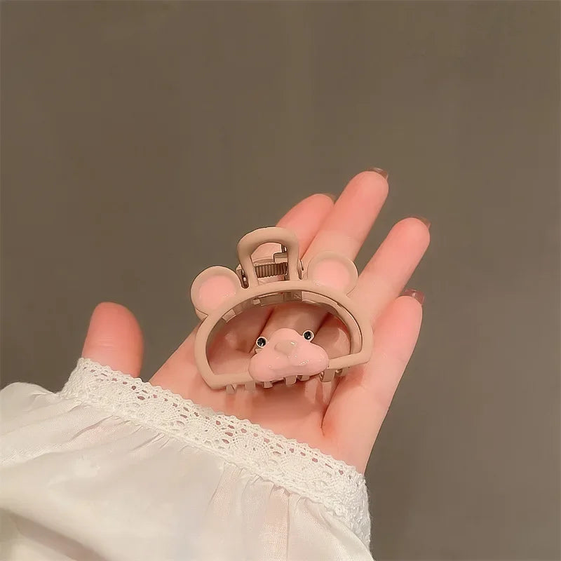 Kawaii Little Bear Hair Claws Small Metal Hair Clips Cartoon Bear Cat Cute Headwear Children Hair Accessoires