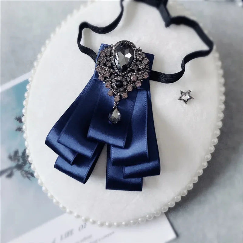 Men's Wedding Bow Ties Women's Accessories British Korean Business Banquet Formal Dress Shirt Rhinestone Ribbon Bow-tie Gifts mon