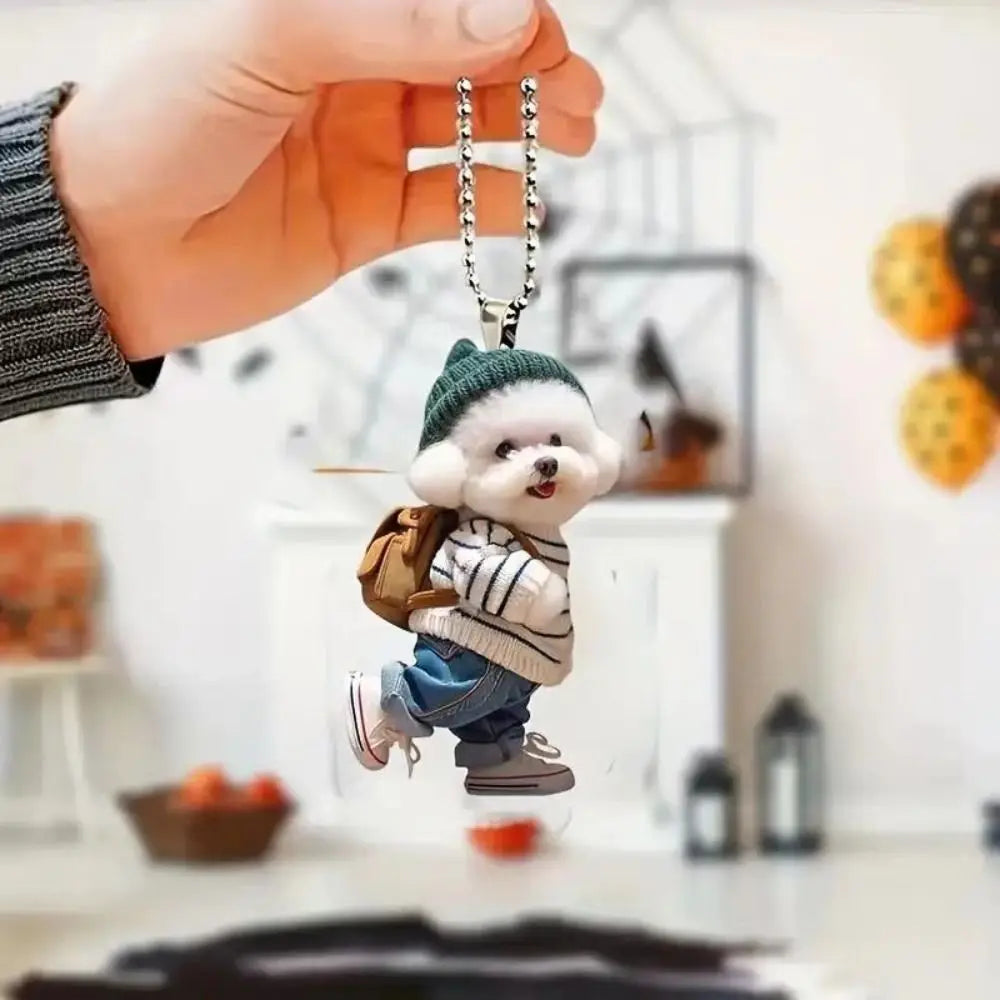 Creative Dog Cat Key Chain Car Key Ring Cartoon Animal Acrylic Pendant Bag Pendant Backpack Accessories Car Decoration Bag Decor