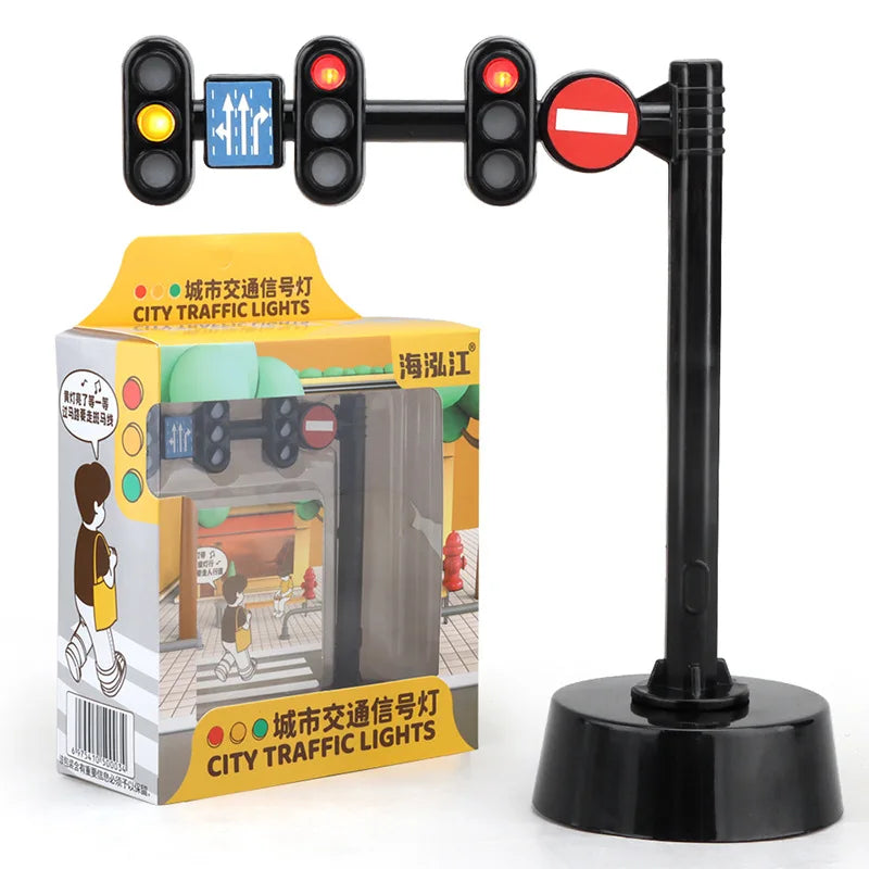 Traffic Lights Toys Model Stop Light Model Puzzle Toddlers Educational Toys City Street View Accessories Signpost Barrier Gifts