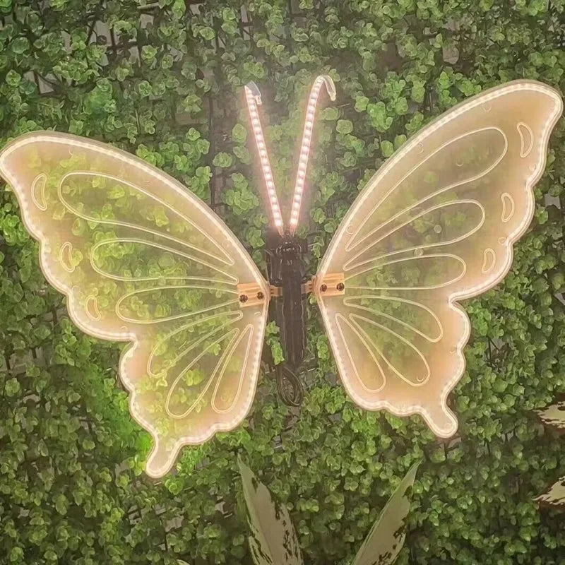 Outdoor Open and Closed LED Luminous Butterfly Christmas Tree hanging ornaments Landscape Lights for Yard Lawn Patio Garden Decoration unique