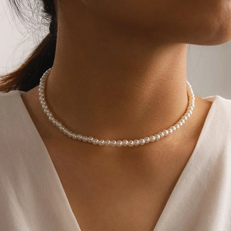 Pearl Choker Dainty Adjustable Necklace Rose Gold Plated Cultured Barque Pearl Tiny Chain Delicate Mother's Valentine Jewelry