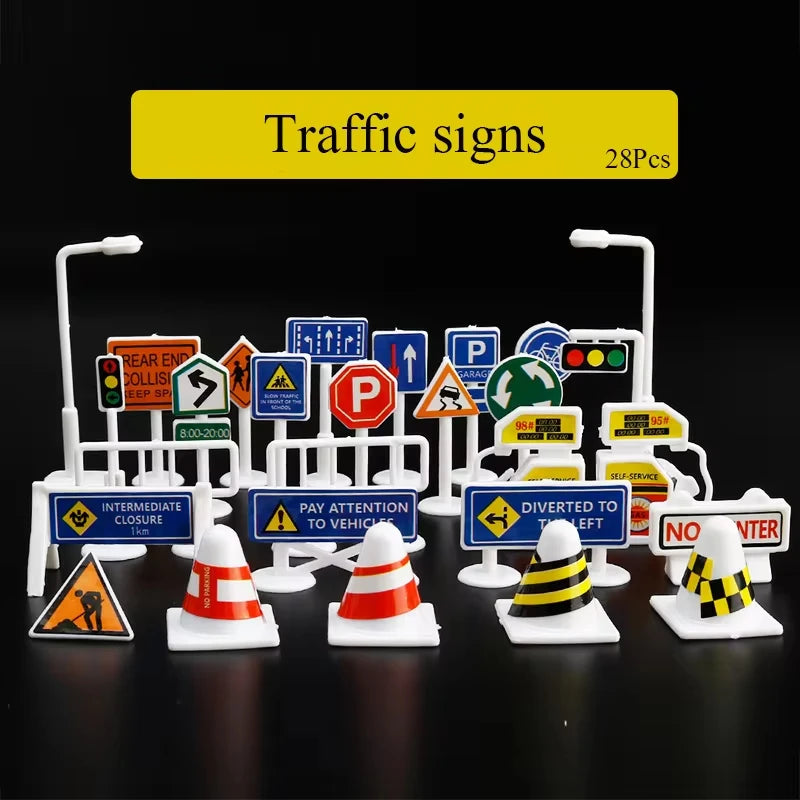 Traffic Lights Toys Model Stop Light Model Puzzle Toddlers Educational Toys City Street View Accessories Signpost Barrier Gifts