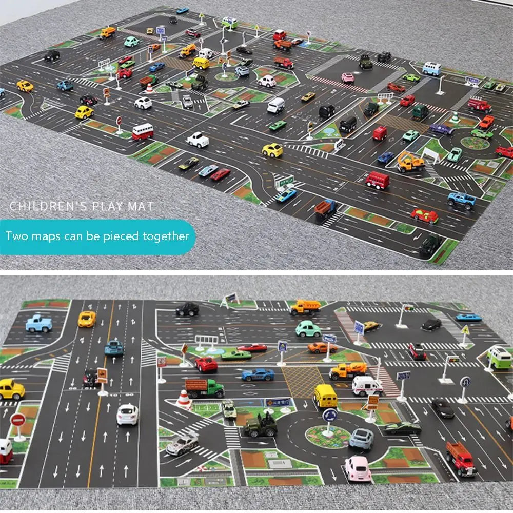Kinder Geschenk Spielmatte Kinderspielzeug Straßenteppich Spielmatte Kletterspielzeug Stadtparkplatz Straßenkarte DIY Verkehrsschilder