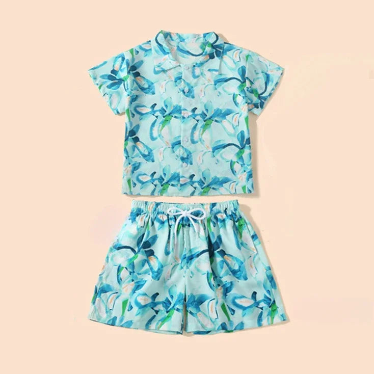 Urlaub Eltern-Kind-Kleidung Familie passende Strand Paar Kleidung Papa Sohn Outfits Sets Resort Mama Tochter ärmelloses Kleid