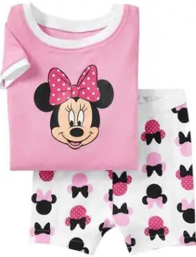 Neue Sommer Kinder Jungen Mädchen Kleidung Baby Baumwolle Prinzessin Pyjamas Sommer Kurzarm Set Cartoon Minnie Kinder Nachtwäsche