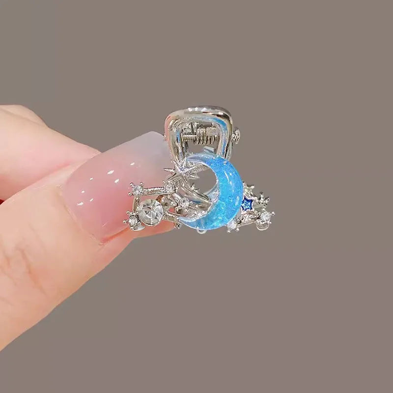 Blue Star Moon Small Claw Women Bangs Side Small Metal Hair Clip Exquisite Compact Girls Spring and Summer Hair Accessories