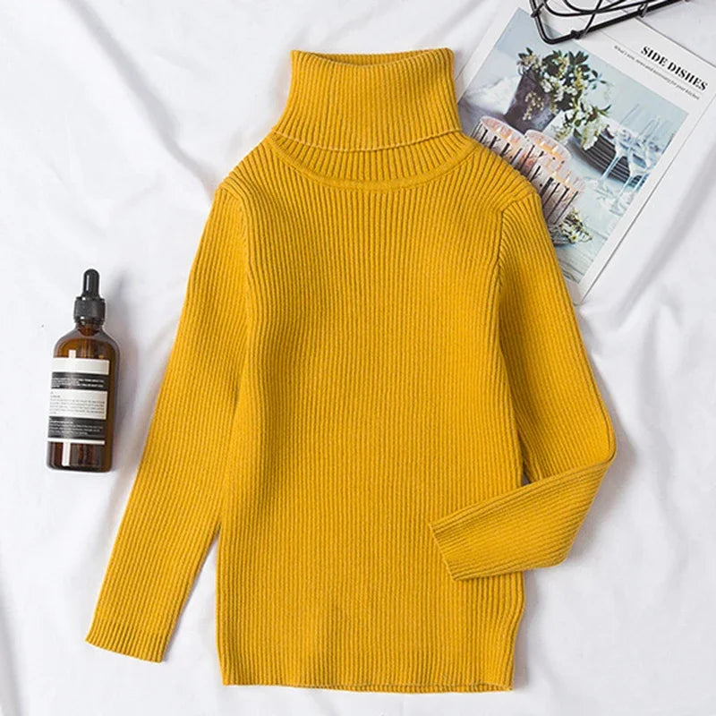 Baby Turtleneck Knitted Sweaters Girls Winter Clothes Children Boys Pullover Toddler Knit Sweate Cotton Baby Pullover Clothes