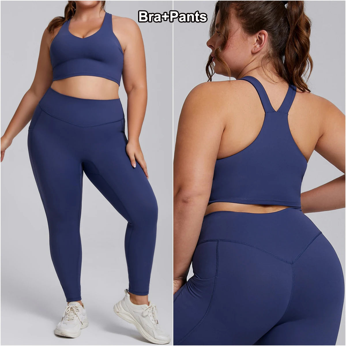 Women Gym Set Plus Size Workout Oufit Curvy Lady Sports Bra Yoga Leggings Oversize Tracksuit XXXL Extended Size Women Clothing