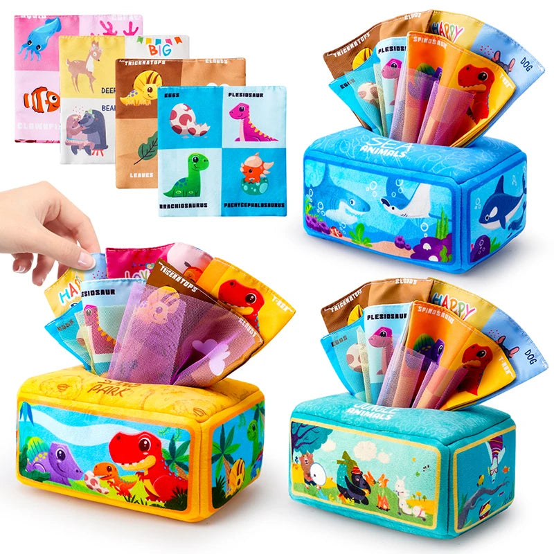 Baby Ziehen Papier Handtuch Reißen Tissue Box Baby Puzzle Frühen Bildung Montessori Kinder Tuch Spielzeug