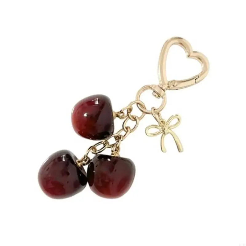 E0BE Unique Cherry Keychain Bag Charm Keyrings Accessory For Handbags And Wallets