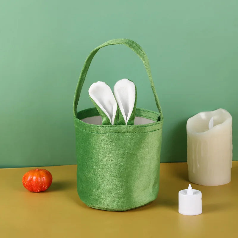 1pc Easter Egg Basket Cartoon Rabbit Ears Handbag Non-woven Fabric Candy Gift Packaging Bag For Easter Party Decoration Supplies
