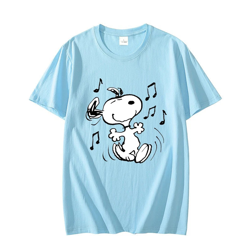 Snoopy!!! the Musical Men T-shirt Summer Short Sleeve Women Tee Shirts 100% Cotton 2025 New Fashion Couple Clothes Tops